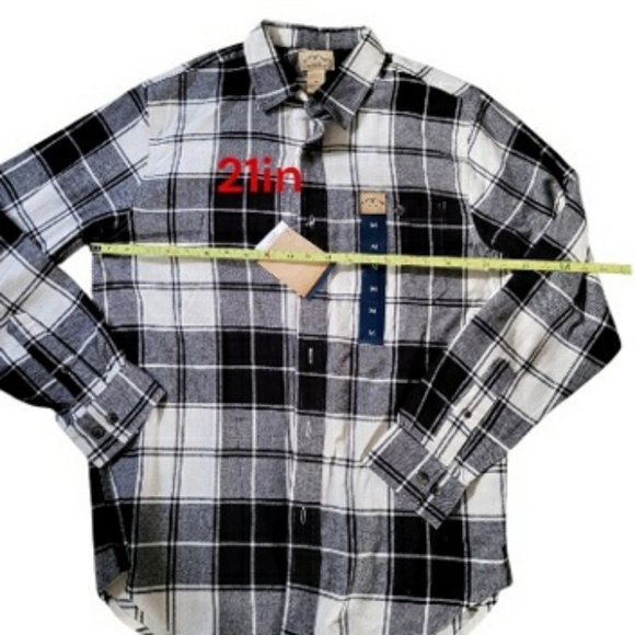 Mens Blue Mountain Black White Buffalo Plaid Flannel Long Sleeve Shirt Medium - Picture 6 of 9